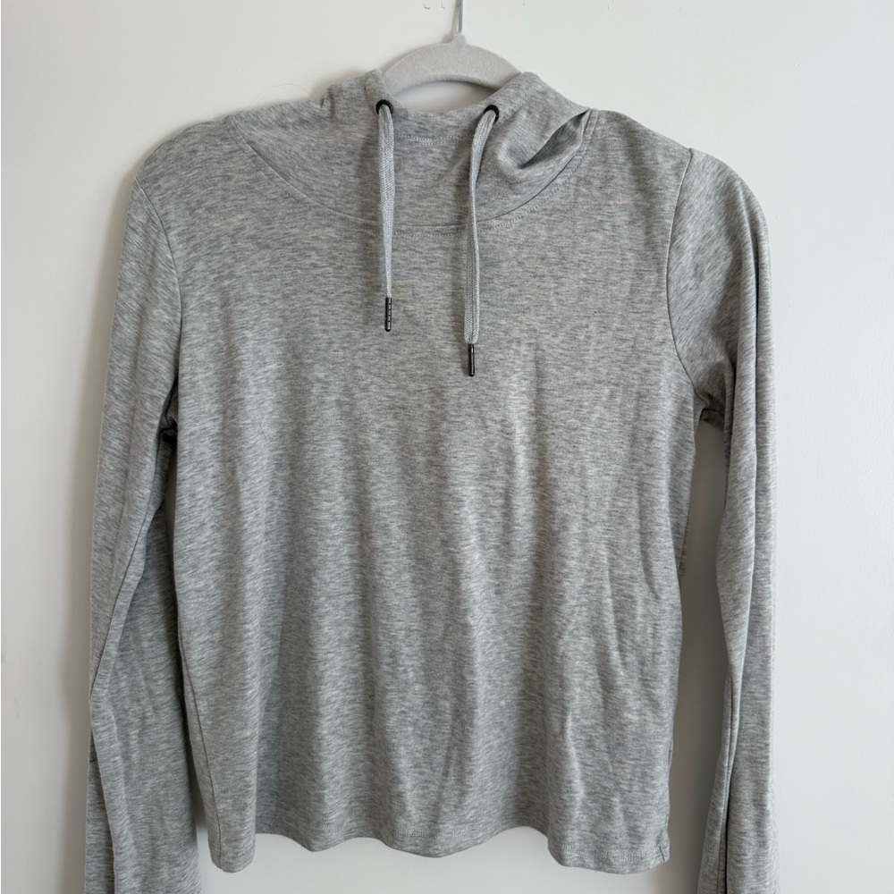 Light Gray Hooded Long Sleeve Mockneck